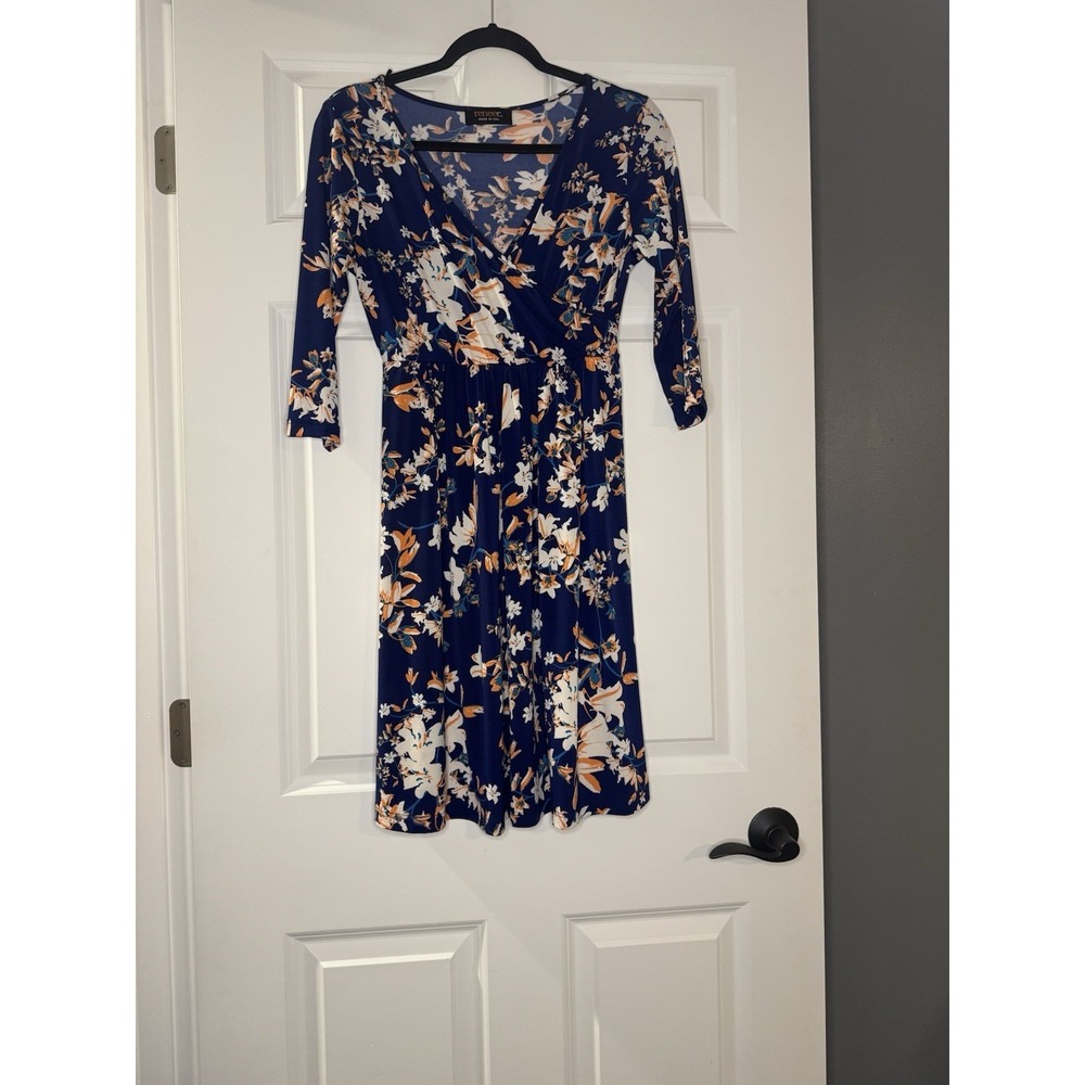 Renee C Stitch Fix Navy Floral Wrap Dress Small - Picture 1 of 2